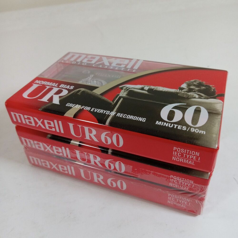 Maxell UR 60 Normal Bias Audio Cassette Tapes 3 Pack - 60 Min Type I New Sealed